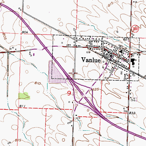 Topographic Map of Vanlue Fire Department, OH