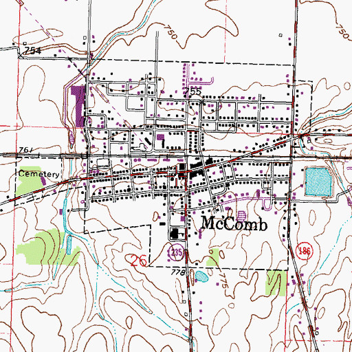 Topographic Map of Mccomb Fire Department, OH