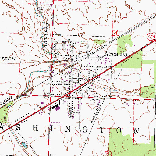 Topographic Map of Washington Township Fire Department, OH