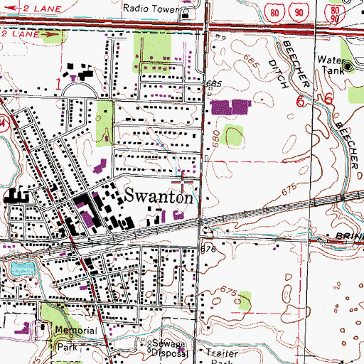 Topographic Map of Village of Swanton Fire Department Station 1, OH