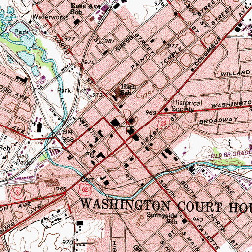 Topographic Map of Washington Court House Fire and Rescue Station 1, OH
