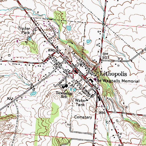 Topographic Map of Bloom Township Fire Department Station 551, OH