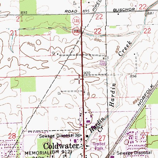 Topographic Map of Coldwater Fire Department, OH
