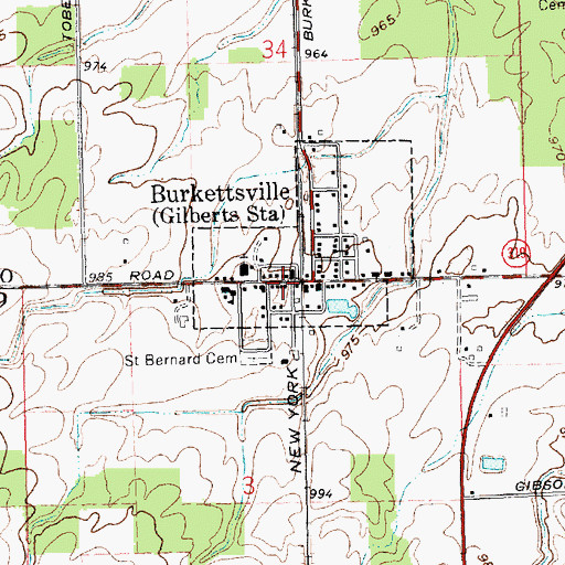Topographic Map of Burkettsville Community Fire Department, OH