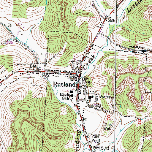 Topographic Map of Rutland Fire Department, OH