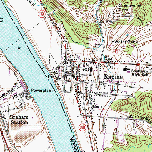 Topographic Map of Racine Volunteer Fire Department, OH