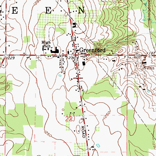 Topographic Map of Green Township Volunteer Fire Department, OH