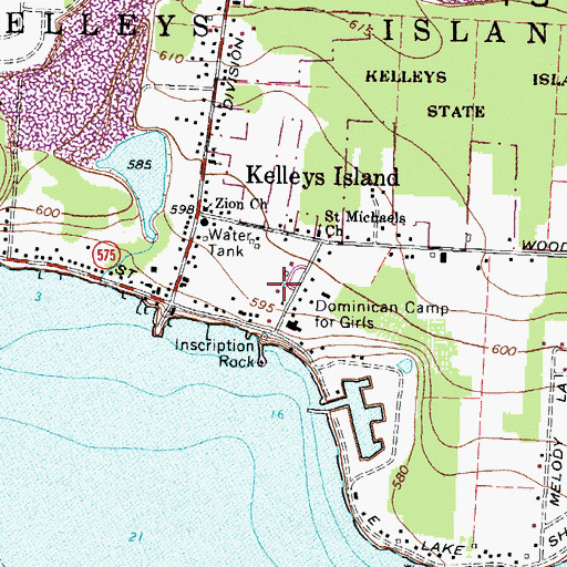 Topographic Map of Kelleys Island Fire Department, OH