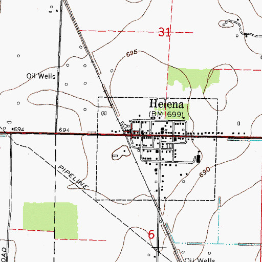 Topographic Map of Helena Community Volunteer Fire Department, OH