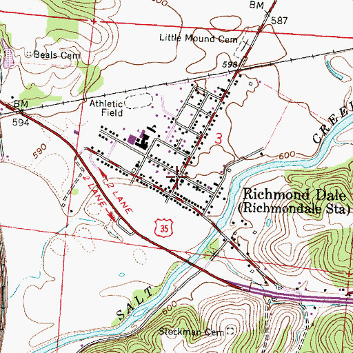 Topographic Map of Jefferson Township Fire and Rescue, OH