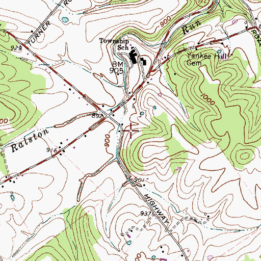 Topographic Map of Huntington Township Volunteer Fire Department, OH