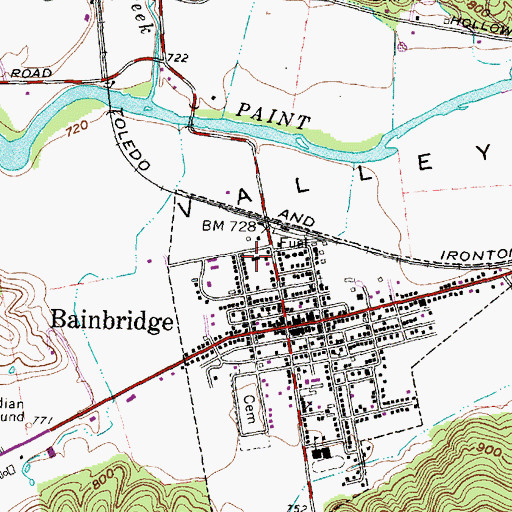 Topographic Map of Bainbridge Fire Department, OH