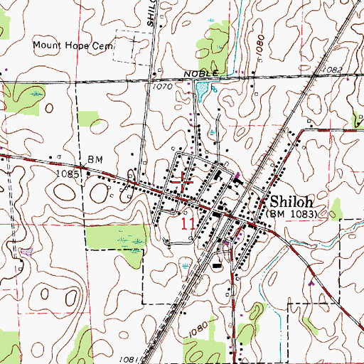 Topographic Map of Cass Blooming Grove and Shiloh Fire Department, OH