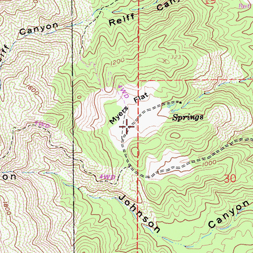 Topographic Map of Myers Flat, CA