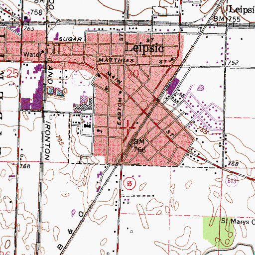 Topographic Map of Leipsic Volunteer Fire Department Station 1, OH