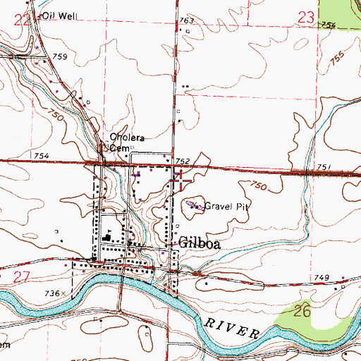 Topographic Map of Blanchard Township Gilboa Fire Department, OH
