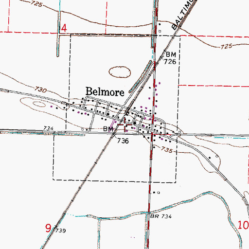 Topographic Map of Belmore Fire Department, OH