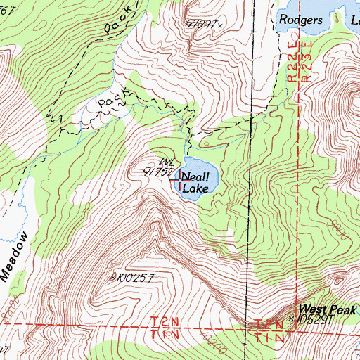 Topographic Map of Neall Lake, CA