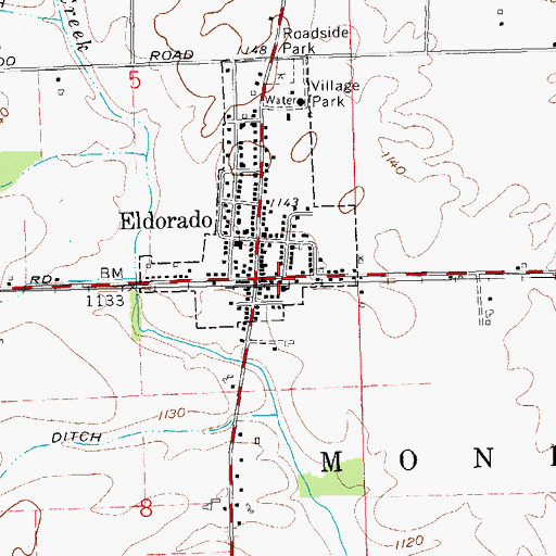 Topographic Map of Eldorado Village Fire Department, OH