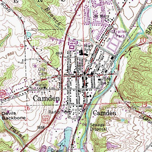Topographic Map of Camden - Somers Township Fire and Rescue, OH