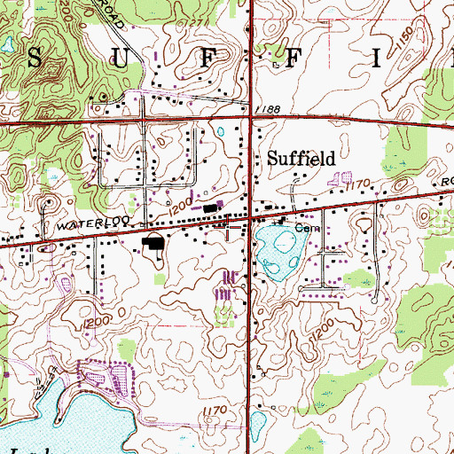 Topographic Map of Suffield Township Fire Department, OH