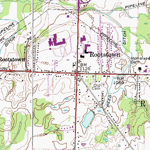 Topographic Map of Rootstown Fire Department, OH