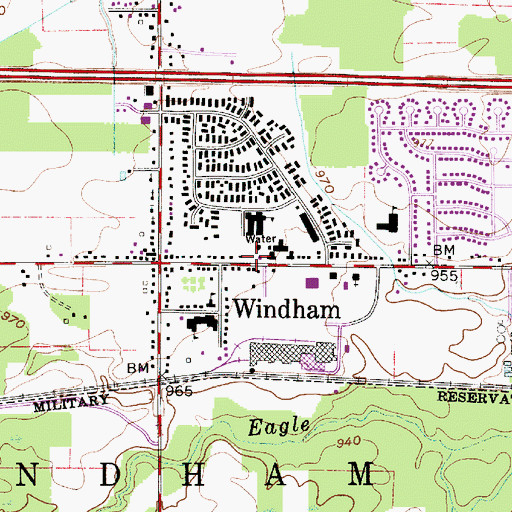 Topographic Map of Windham Volunteer Fire Department, OH