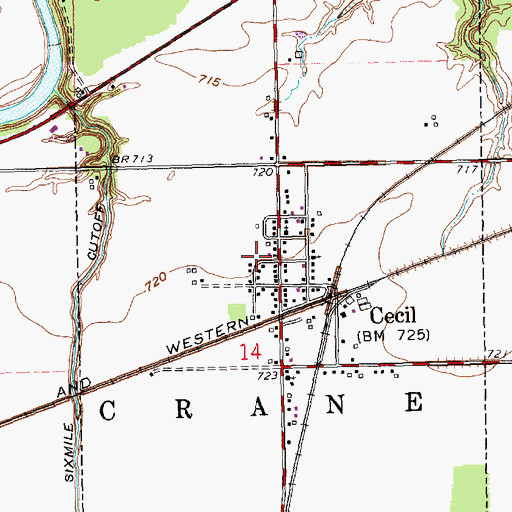Topographic Map of Crane Township Cecil Fire Department, OH