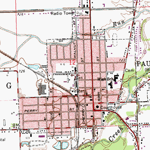 Topographic Map of Paulding Fire Department, OH
