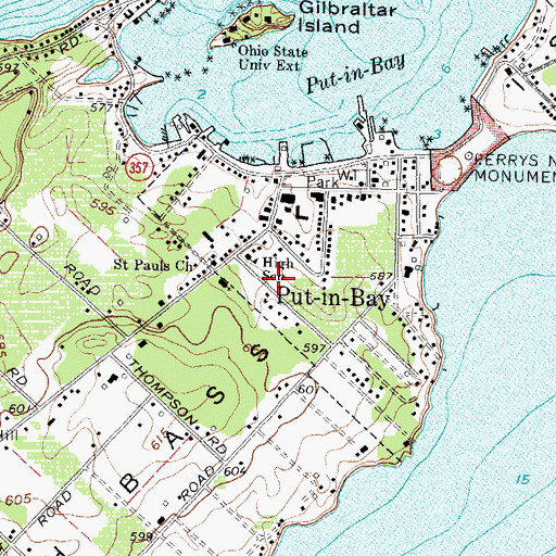 Topographic Map of Put - in - Bay Township Volunteer Fire Department, OH