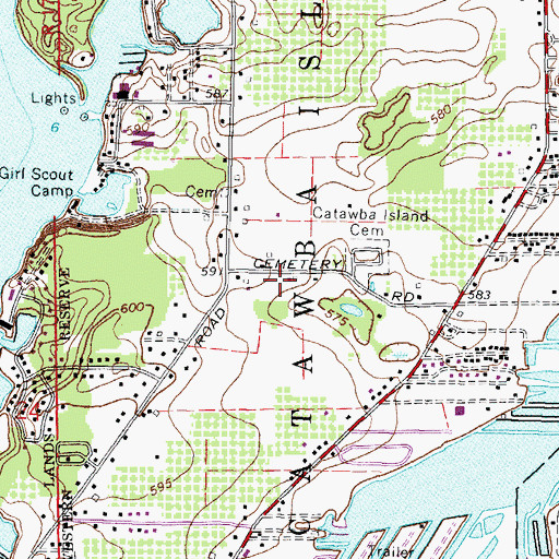 Topographic Map of Catawba Island Volunteer Fire Department, OH