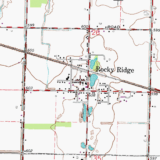 Topographic Map of Rocky Ridge Volunteer Fire Department, OH