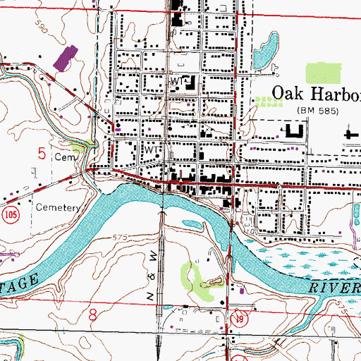 Topographic Map of Portage Fire District, OH