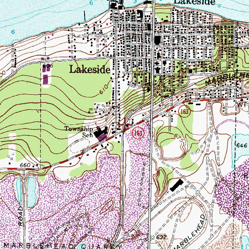 Topographic Map of Danbury Township Volunteer Fire Department - Station 1 Headquarters, OH