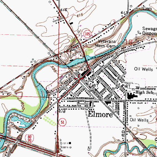 Topographic Map of Harris - Elmore Fire Department Emergency Medical Services, OH