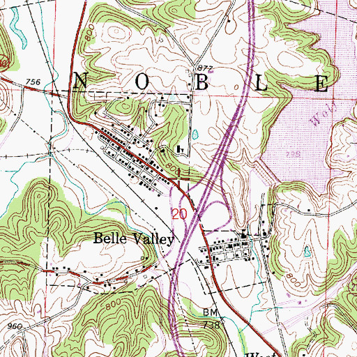 Topographic Map of Belle Valley Volunteer Fire and Rescue, OH