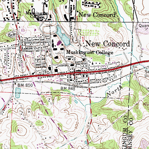 Topographic Map of New Concord Fire Department, OH