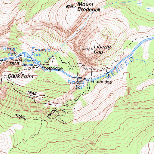 Topographic Map of Nevada Fall, CA