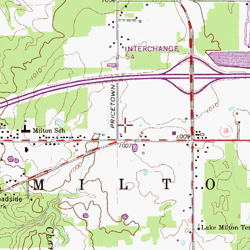 Topographic Map of Milton Township Fire Department, OH