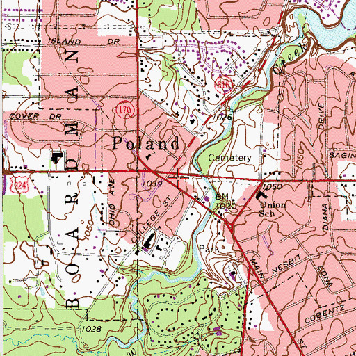 Topographic Map of Western Reserve Joint Fire District Station 91, OH