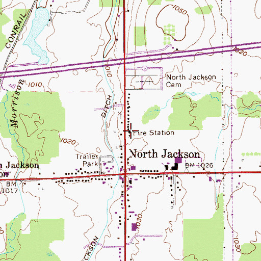 Topographic Map of Jackson Township Fire Department, OH
