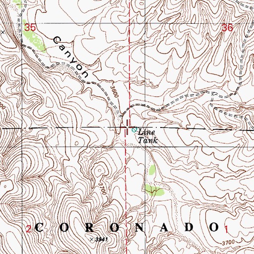 Topographic Map of Line Tank, AZ