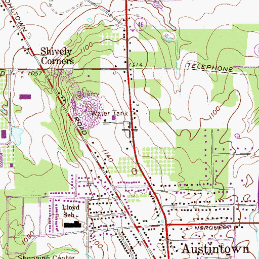 Topographic Map of Austintown Fire Department Station 1, OH
