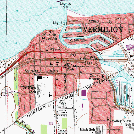 Topographic Map of Vermilion Fire Department Station 1, OH