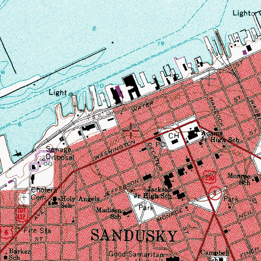 Topographic Map of Sandusky Fire Department Headquarters, OH
