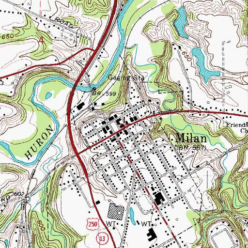 Topographic Map of Milan Township Fire Department Station 1, OH
