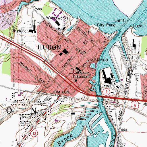 Topographic Map of Huron Division of Fire, OH