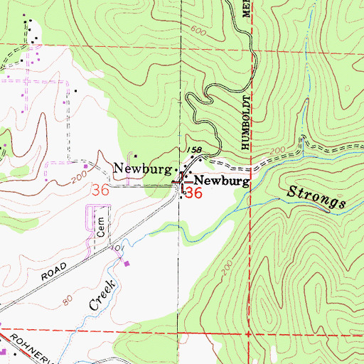 Topographic Map of Newburg, CA