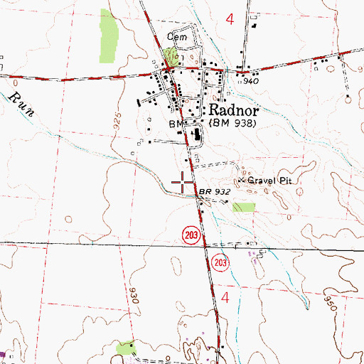 Topographic Map of Radnor Township Volunteer Fire Department, OH
