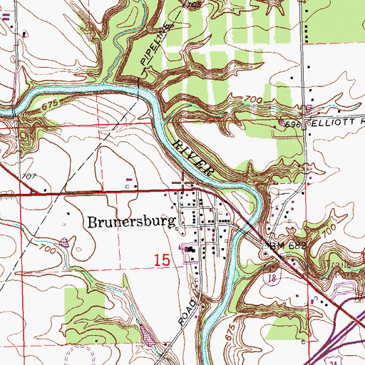 Topographic Map of Noble Township Fire Department, OH